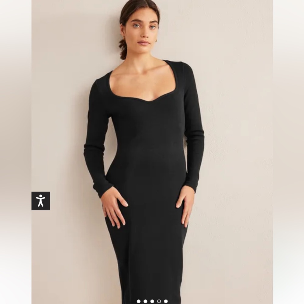 Boden black ribbed sweetheart dress US6